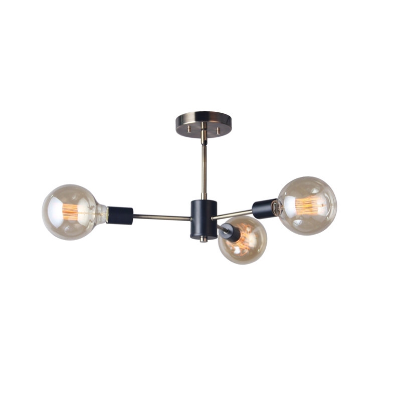 Clopton 3 - Light Sputnik Sphere Chandelier, Satin Nickel/Bronze, ST64