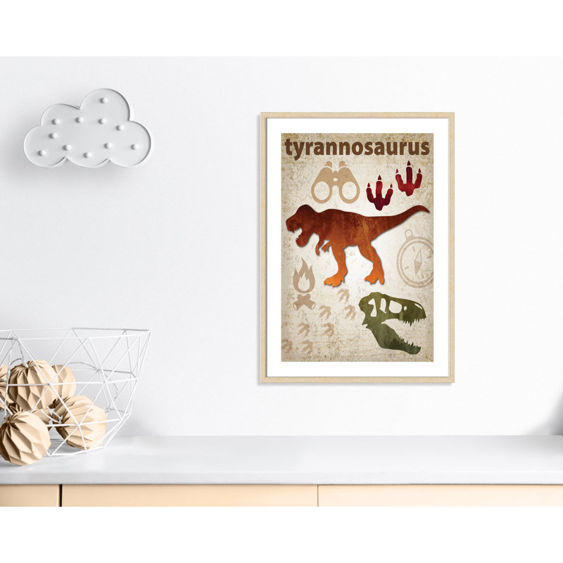 Dinosaurs-01' Wall Decal, 35.5" H x 25.5" W x 1.1875" D, Beige Box Framed