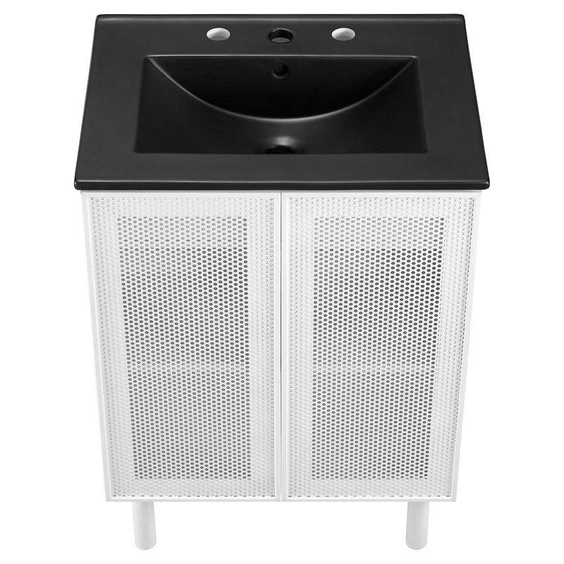 Ensemble de meuble-lavabo simple 24 po Modway Calla, Blanc, Noir