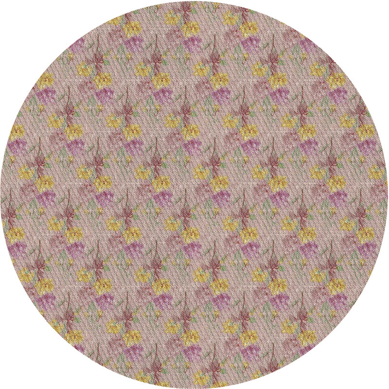 Tapis rose à motif floral Jolyon, Rond 8 pi