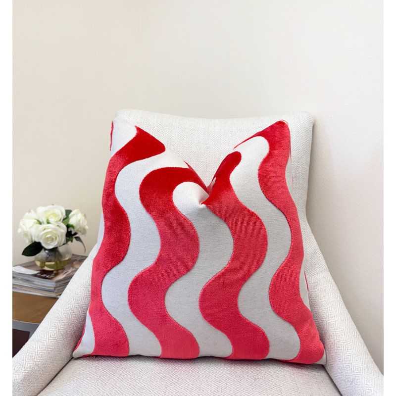 Housse de coussin Wavy, 22 x 22 po, Rose