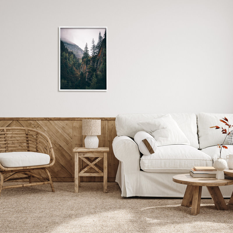Reproduction de paysage de montagne rustique encadré sur bois par Daniel Sproul, Bb-107, Giclée encadrée blanc bord de mer