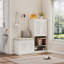 Armoire de rangement pour chaussures multifonctionnelle avec banc et compartiment de rangement 7 + 3, panneau de couches réglable
, Banc à chaussures avec coussin pour le vestibule, Range-chaussures autoportant pour le vestibule, vestibule, couloir, blanc-760670146-760670147-760670150