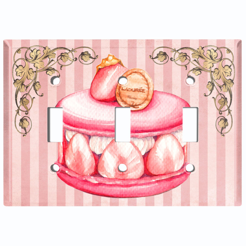 Plaque murale à 3 interrupteurs à bascule Rose Petal Macaron