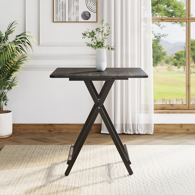 Syrina Metal Base Dining Table, 74cm H x 60cm L x 60cm W, Black