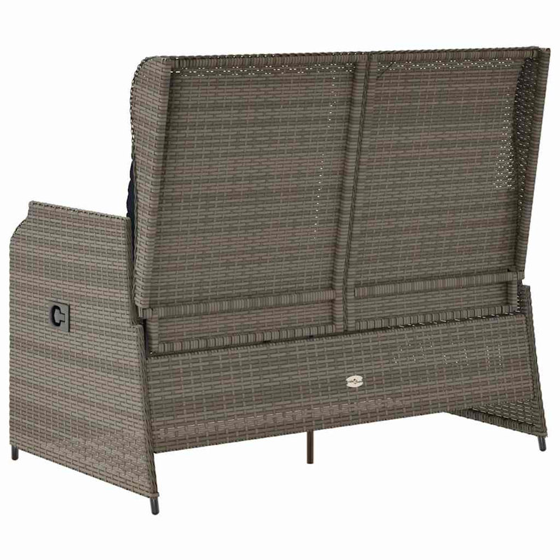Banc de jardin vidaXL en poly rotin gris, Bleu / Gris pâle