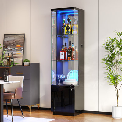 Wine Cabinets, Glass Display Cabinet With 3 Color Led Light by Wrought Studio