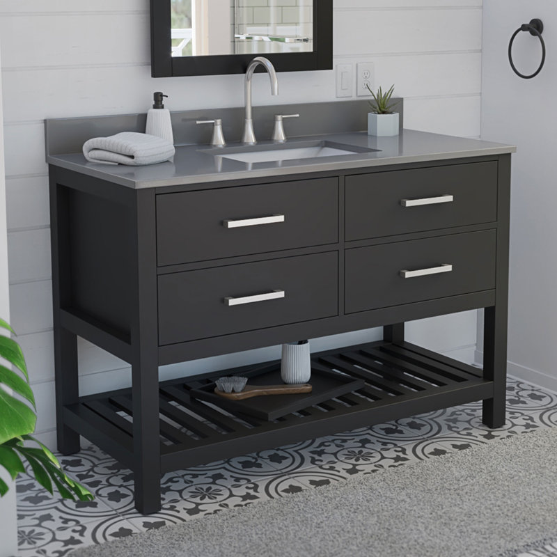 Ensemble de meuble-lavabo simple 48 po, Noir, gris
