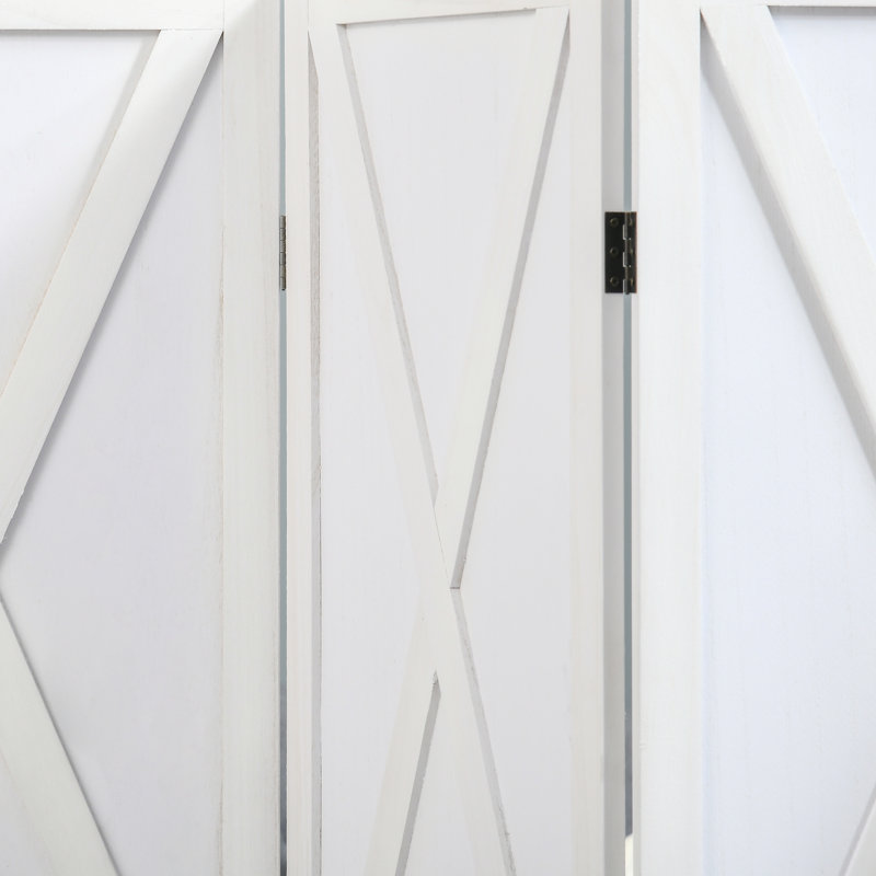 Auroralee 71.75'' W x 67'' H 4 - Panel Solid Wood Folding Room Divider, White