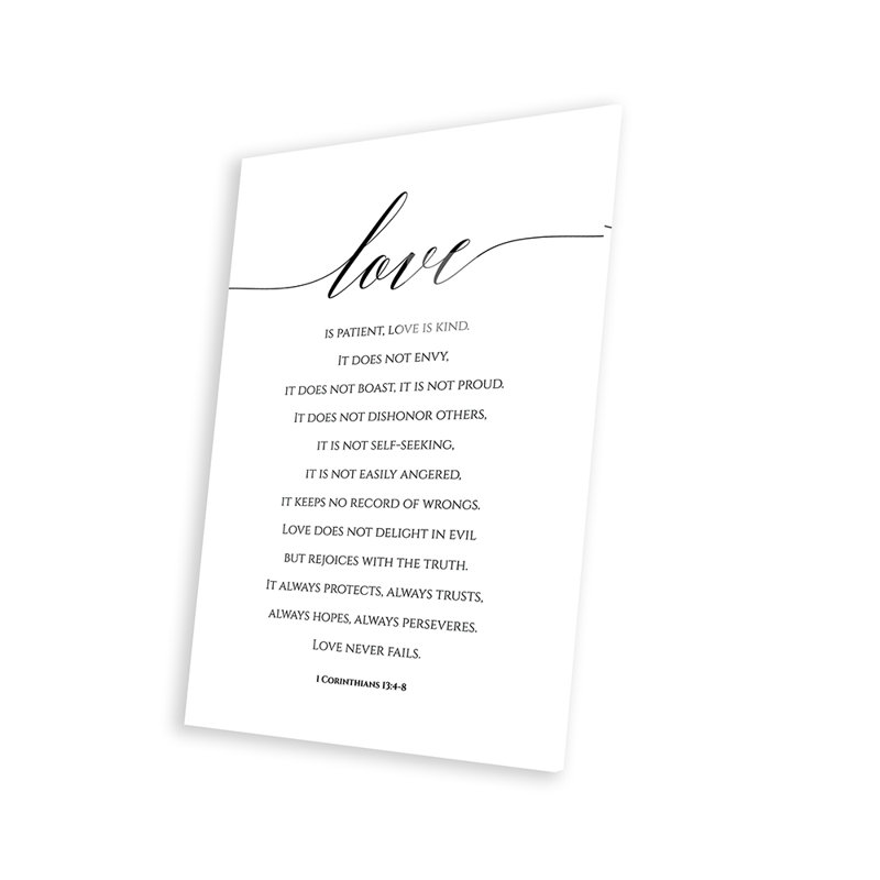 «Love Is Patient, Love Is Kind, 1 Corinthians 13: 4-8» par Eden Printables - Art textuel sans cadre