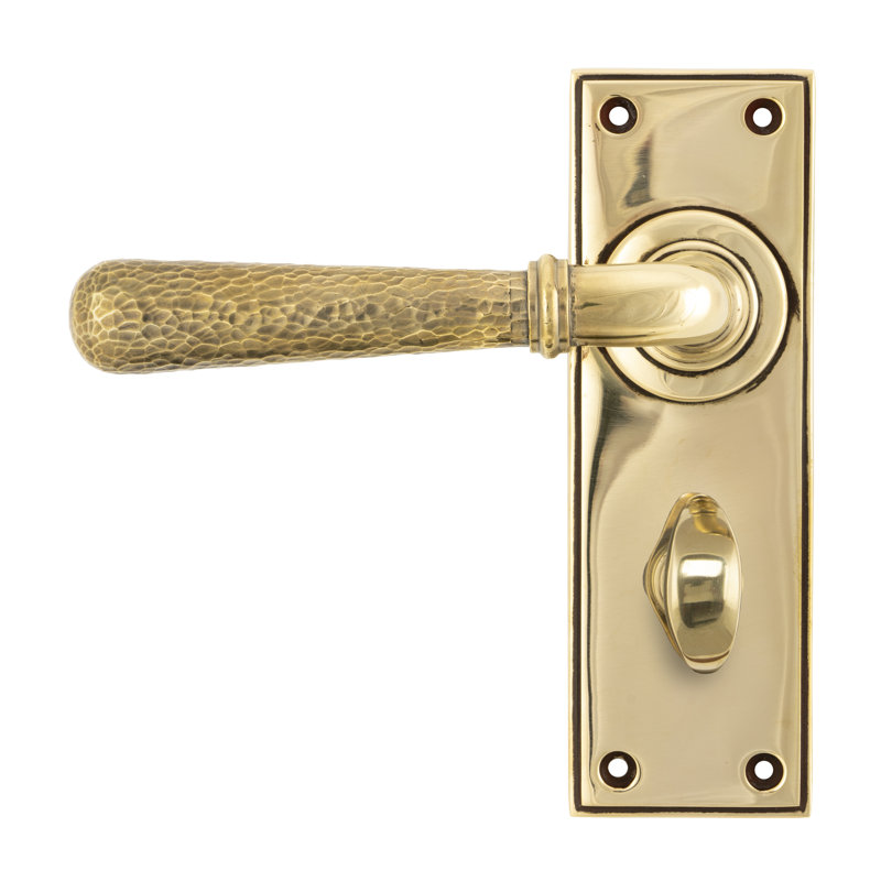 Hammered Newbury Double Dummy Door Handle, Aged Brass