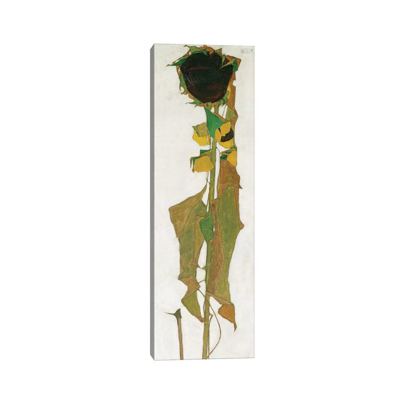 Sunflower by Egon Schiele - Painting on Canvas, 91.44cm H x 30.48cm W x 3.81cm D, Wrapped Canvas