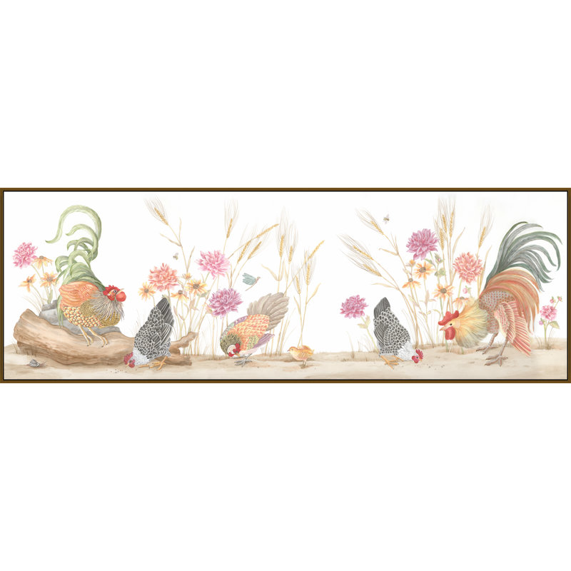 «The Plot Chickens», art mural encadré, H 31,75 po x l 91,75 po, Or