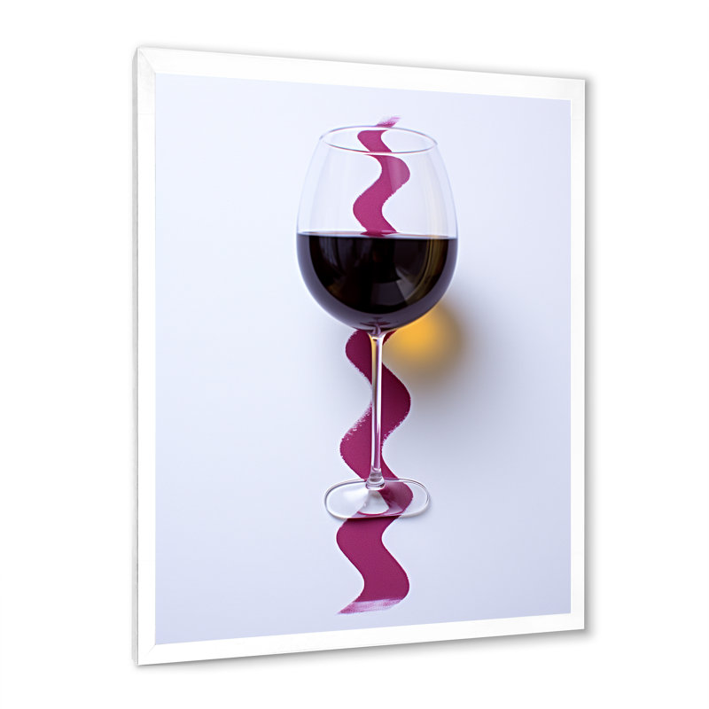 «Red Wine Glass», présentation sur toile, H 20 po x l 12 po x P 1 po, Cadre simple blanc