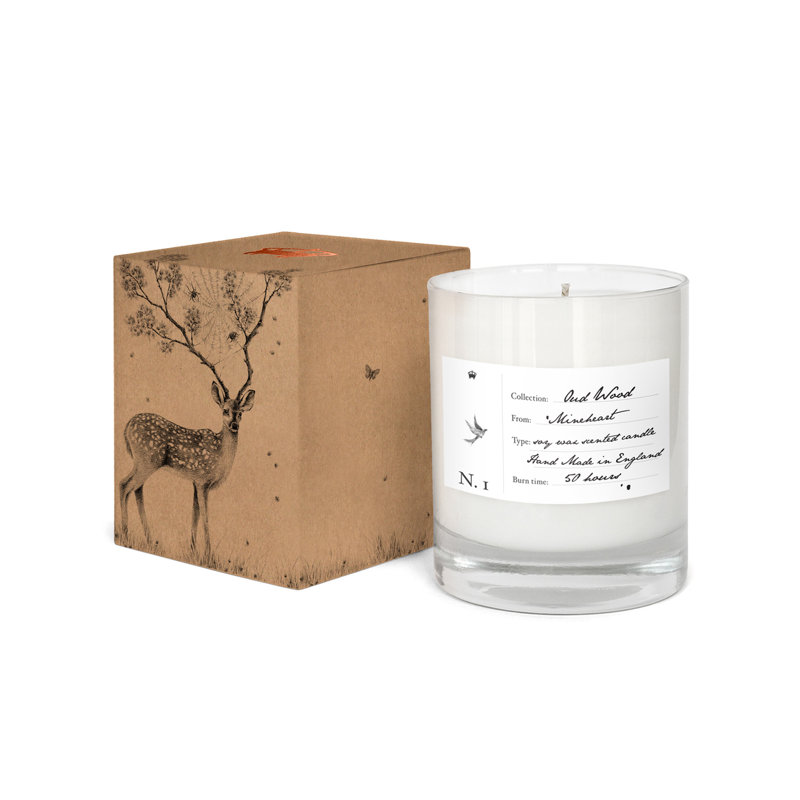Oud Wood Scented Jar Candle with Glass Holder