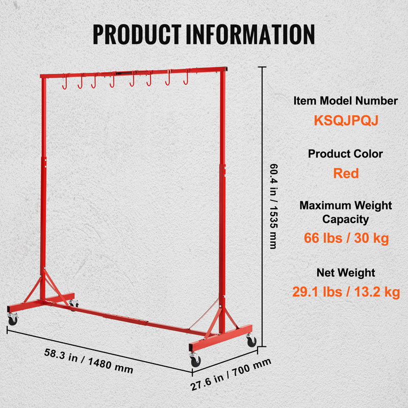 148cm W Metal Storage Rack, Red
