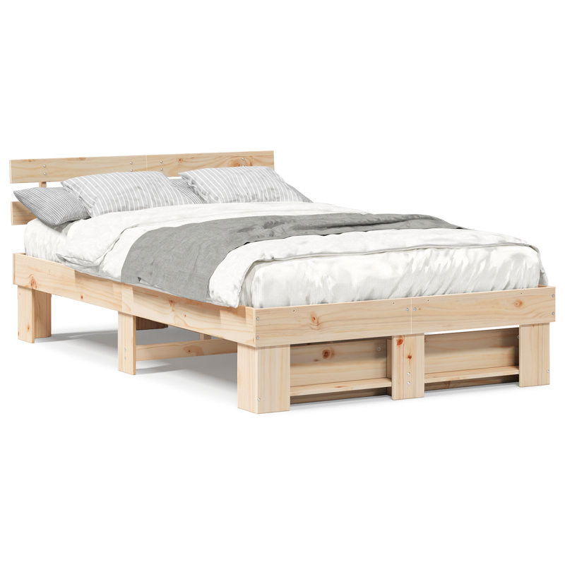 Solid Wood Bed Frame, Double (4'6), Brown