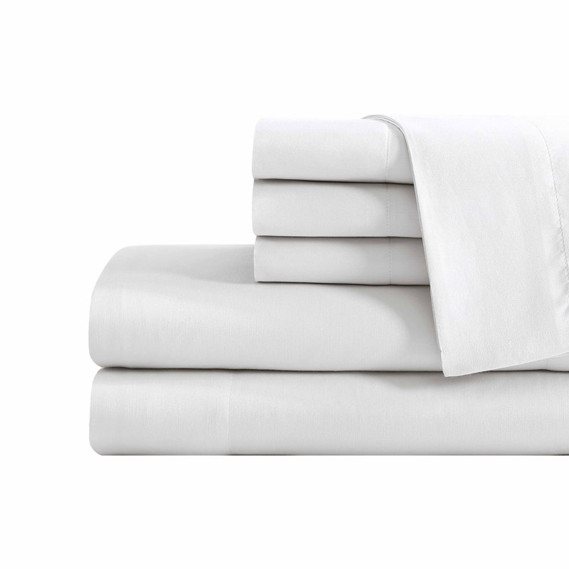 Queen Blue Cotton Polyester Sateen Sheet Set