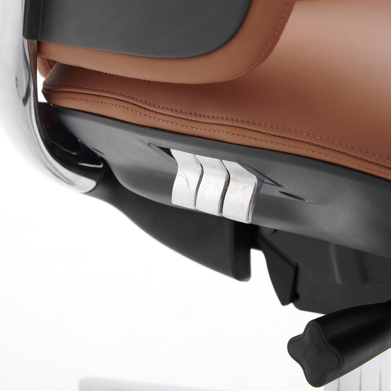 Fauteuil de direction en cuir véritable avec siège pivotant en aluminium et dossier haut Mécanisme d'inclinaison ergonomique synchro inclinable en cuir véritable