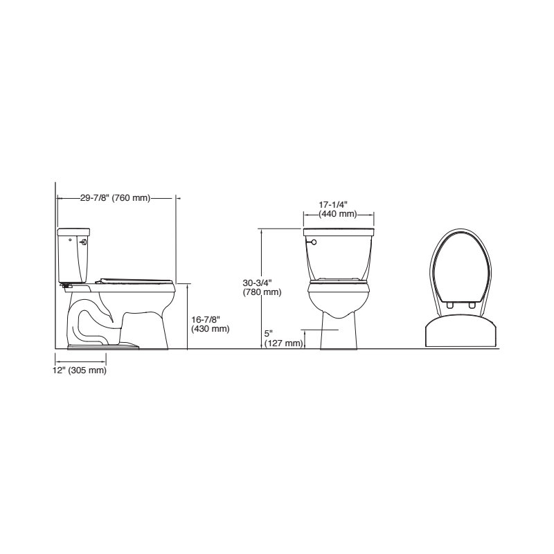 1.28 Gpf Toilette En Deux Pièces Allongée