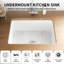 61cm x 47cm Rectangular White Fireclay Undermount Kitchen Sink with Basket Strainer and Sink Grid