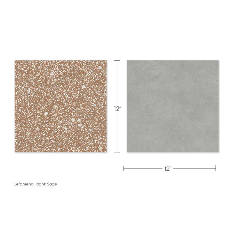 Lithos 12X12 Checkerboard Siena And Sage, Siena/Sage