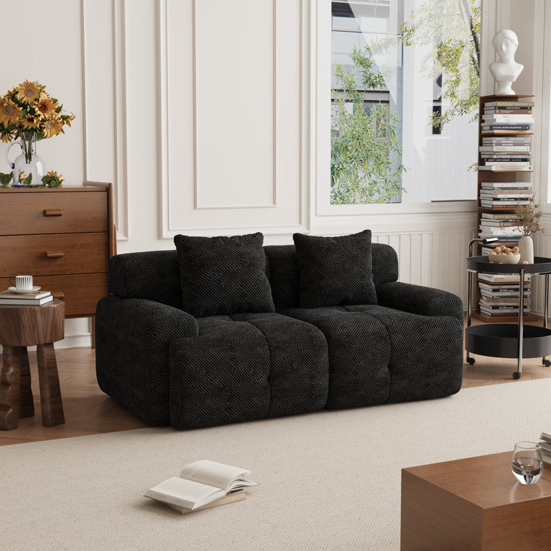 Canapé modulaire rembourré 2 places, Gris anthracite