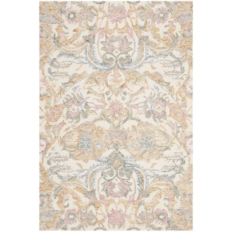Georgiana Hand Tufted Wool Floral Rug, Rectangle 4' x 6'