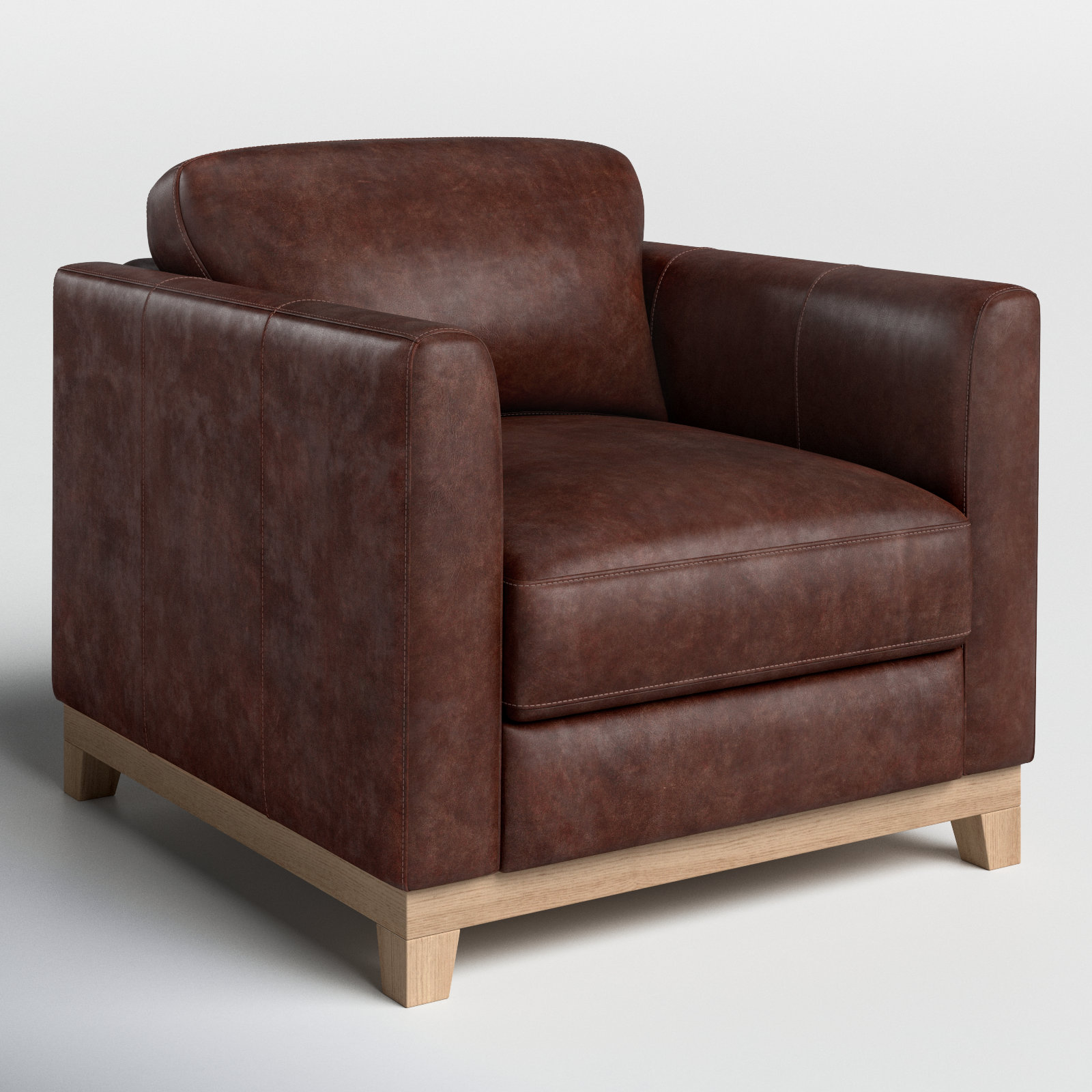 Jacobs 34.6'' Wide Genuine Leather Top Grain Leather Club Chair