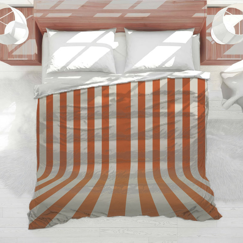 Édredon à rayures verticales orange et blanc, Simple extra long