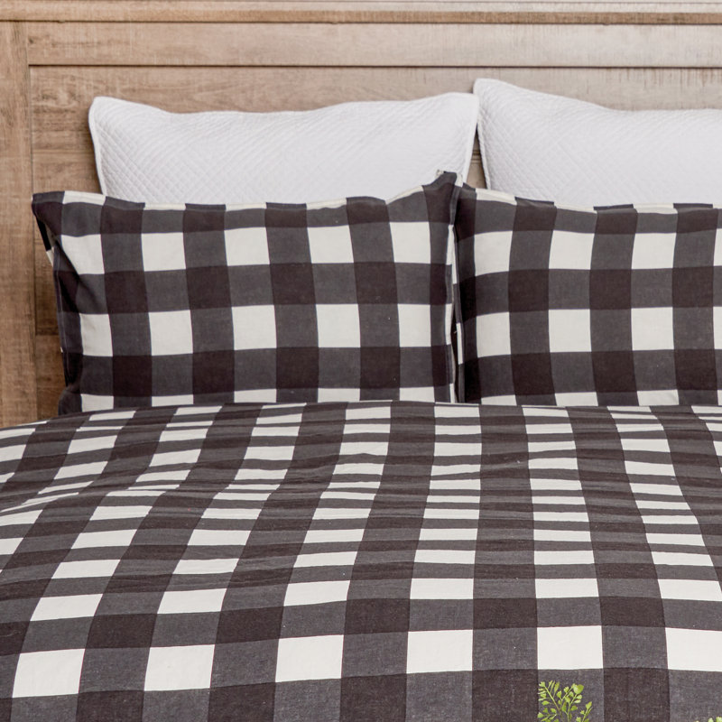 Ensemble de housse de couette réversible Peyton, Housse de couette double / grand et 2 taies décor, Noir