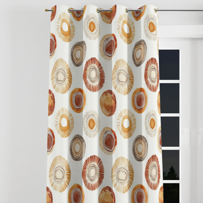 Geometric Room Darkening Curtains - Contemporary Boho Circle Grommet Curtain - 1 Panel