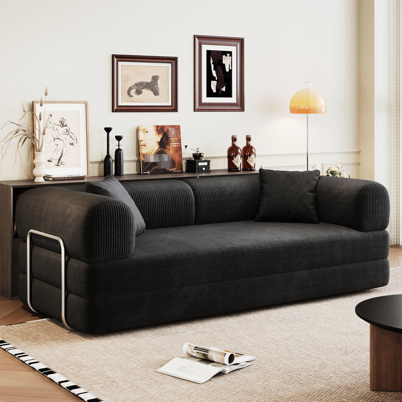 Canapé-lit modulaire en osier 78,8 "avec futon confortable pour la chambre à coucher, sans assemblage requis, canapé modulaire en velours