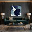 Abstrait aquarelle 11, art mural sur toile bleue-1195904644