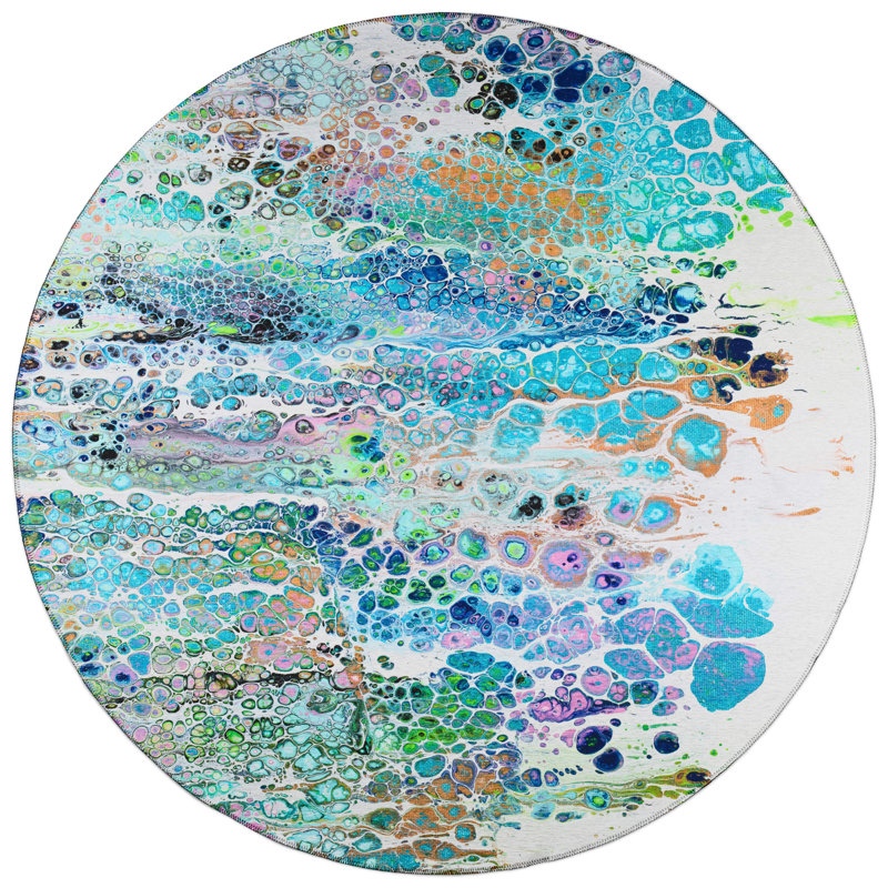 Chenille Abstract Indoor / Outdoor Rug, Round 8'
