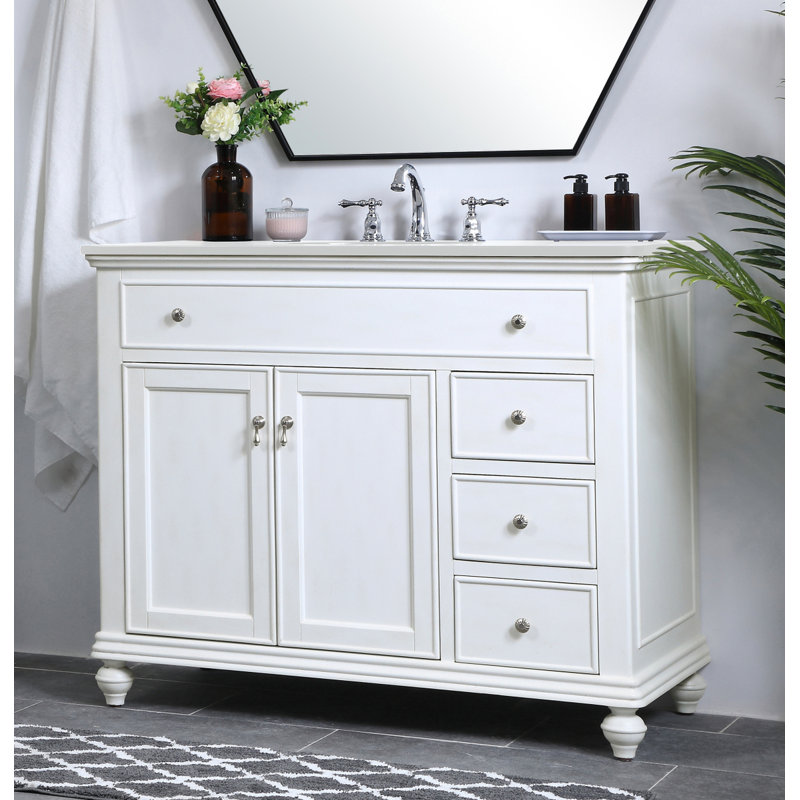 Ensemble de meuble-lavabo simple 42 po Otto, Blanc antique, Blanc ivoire