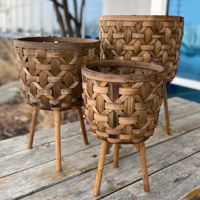 Ensemble de 3 pots à fleurs en rotin Nehru