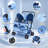 Double Pet Stroller, Foldable Dog Stroller 4-Wheel Travel Cart With 2-Seater Carrier, Adjustable Canopy, Storage Basket
