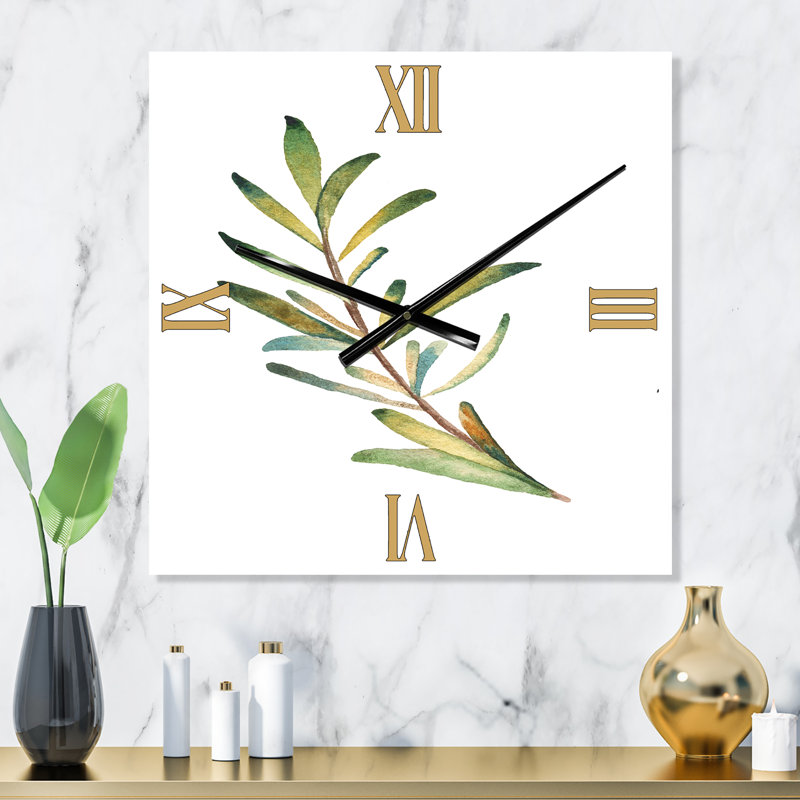 Horloge murale à feuilles et branche de romarin, Petit