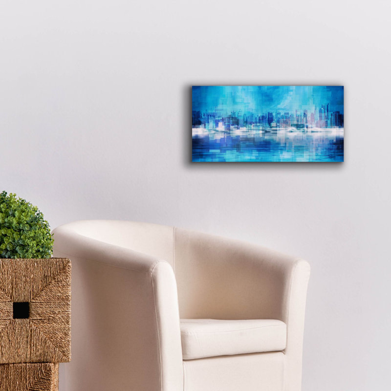 «Blue Abstract NYC Skyline» par Epic Portfolio, art mural sur toile, H 12 po x l 24 po x P 0,75 po