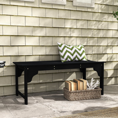 Banc de jardin extérieur en bois noir avec siège à lattes. Pour la véranda, la cour. Tabouret de véranda sans dossier. Deux, atmosphère rustique. Assemblage facile. Capacité de 550 lb L 45,25 po x l 19,75 po x H 17,75 po
