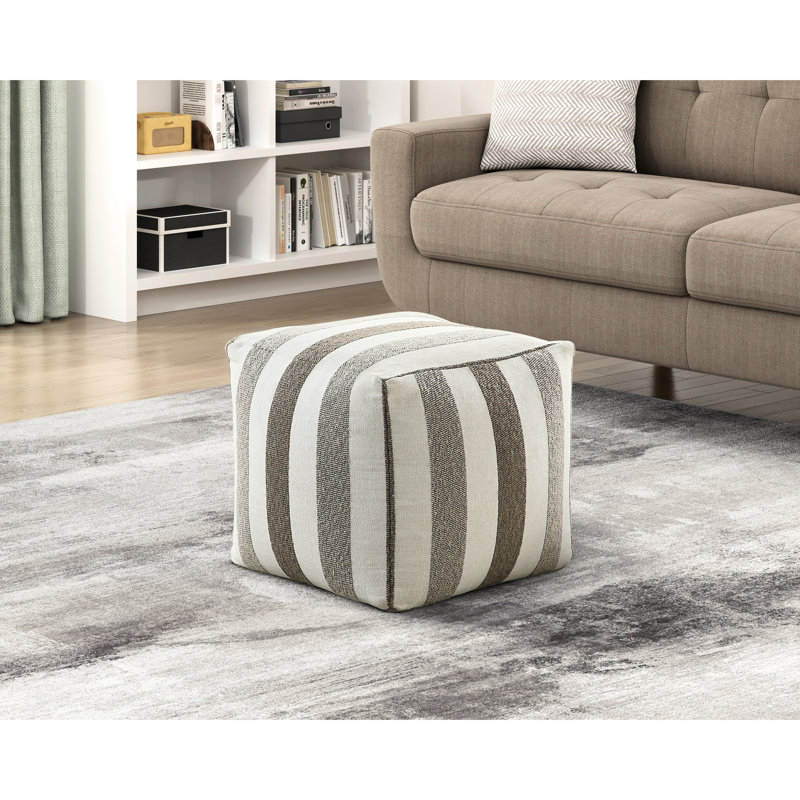 Pouf en tissu Modern, Beige Plaid