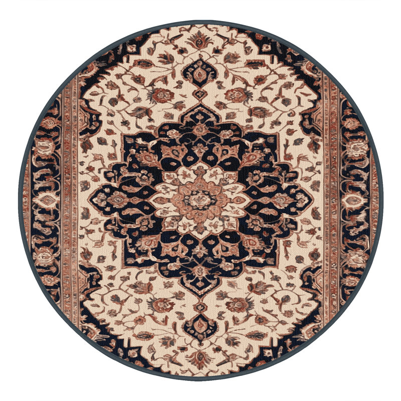 Tapis brun lavable à la machine, Rond 4 pi