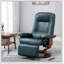 Fauteuil inclinable manuel en similicuir avec accoudoirs rembourrés à base pivotante en bois-2094785368