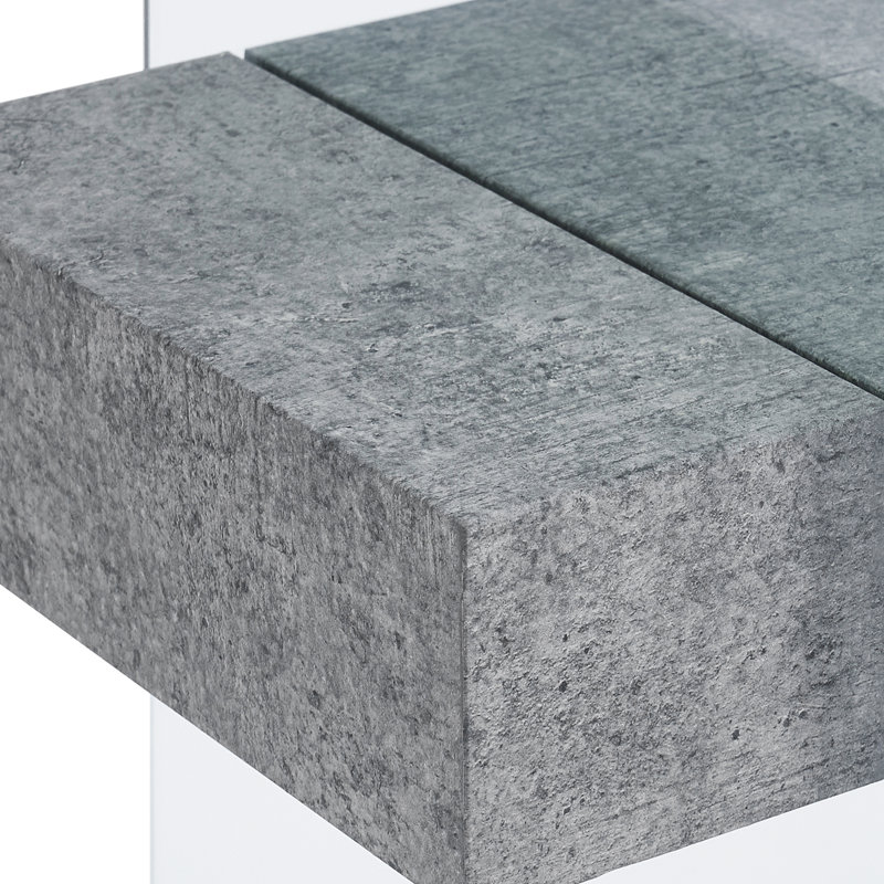 Console en verre trempé avec tablette, Gris, H 31,5 po x l 31,5 po x P 13,8 po