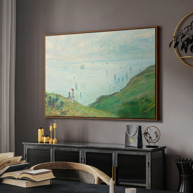 Rétro nautique-XCVI, Toile encadrée noyer flottant, H 17 po x l 25 po x P 2 po