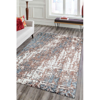 Adeley Modern Coral Hand Knotted Ivory / Copper Transitional Wool Area Rug