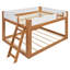Lit superposé bas avec échelle réversible, lit superposé convertible en bois massif avec garde-corps de sécurité pour plafonds bas-133661432-133661436