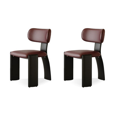 Dark red Solid back side Chair(Set of 2)
