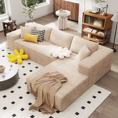 Seren 106" Cloud Sectional Couch With L-shape Chaise, No Assembly Required, Modern Modular Sofa With Deep Seat, Upholstered Couches For Living Room Be by Mercer41